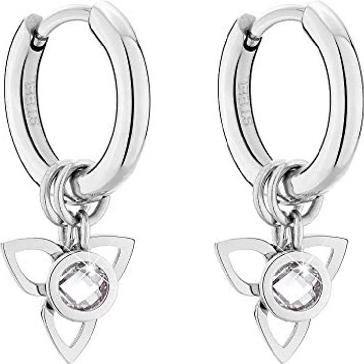 Tamaris Damen Ohrring TJ-0016-E-15, Mini Creolen in Silber aus Edelstahl mit Blütenanhänger und Zirkoniastein, 1,9 cm – Bild 1