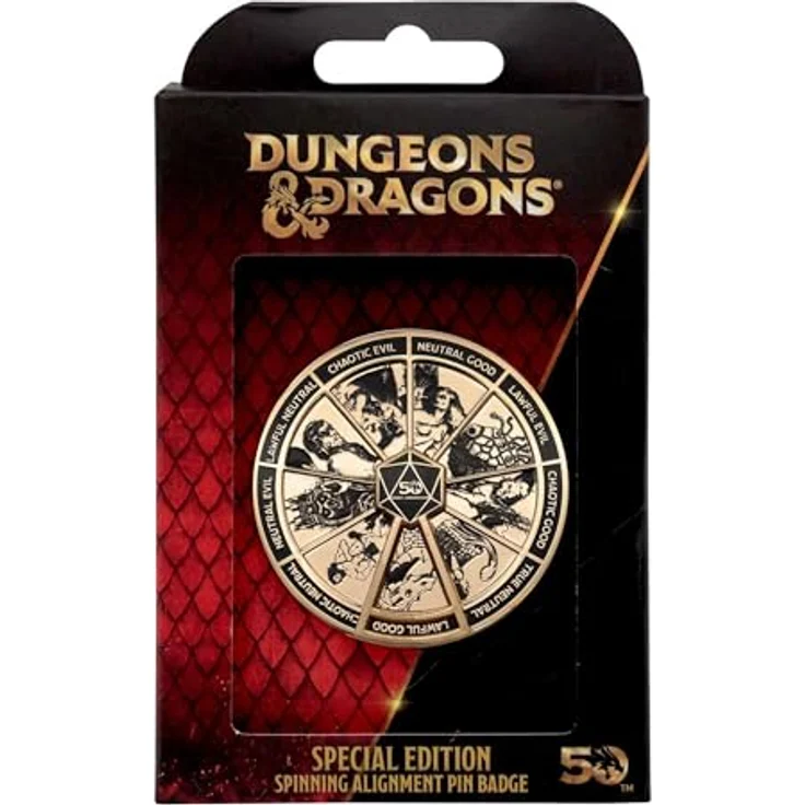FaNaTtik Dungeons & Dragons 50th Anniversary Spinner Pin Badge, Antik Gold Finish, Limited Edition, 50 mm Durchmesser, beweglicher Spinner, weltweit auf 5000 Stück limitiert, offiziell lizenziertes Merch. – Bild 2