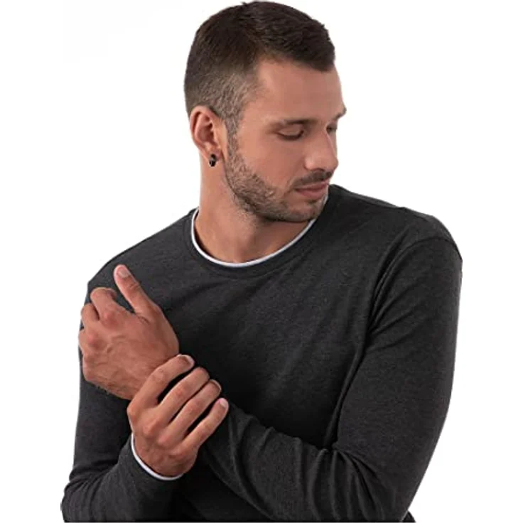 FAVS Unisex-Creolen Edelstahl, Schwarz, 1,5 cm Länge, 15 mm Durchmesser, in Geschenkbox – Bild 5