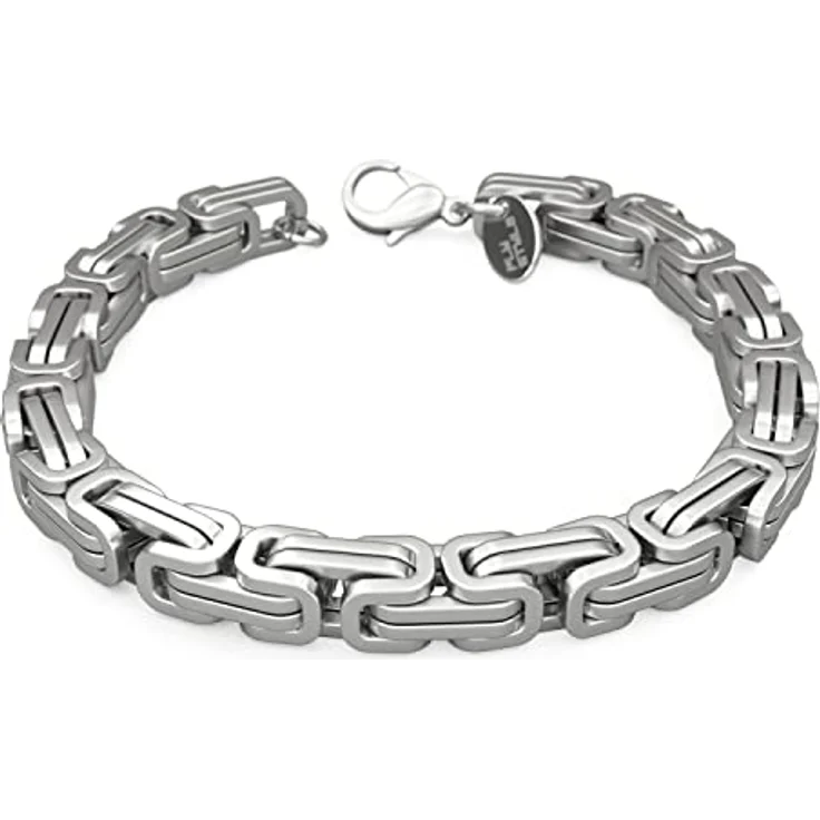 Fly Style Byzantiner Königskette Armband Herren, Edelstahl silber poliert, 9mm breit, 21cm lang, hypoallergen und kratzfest – Bild 1