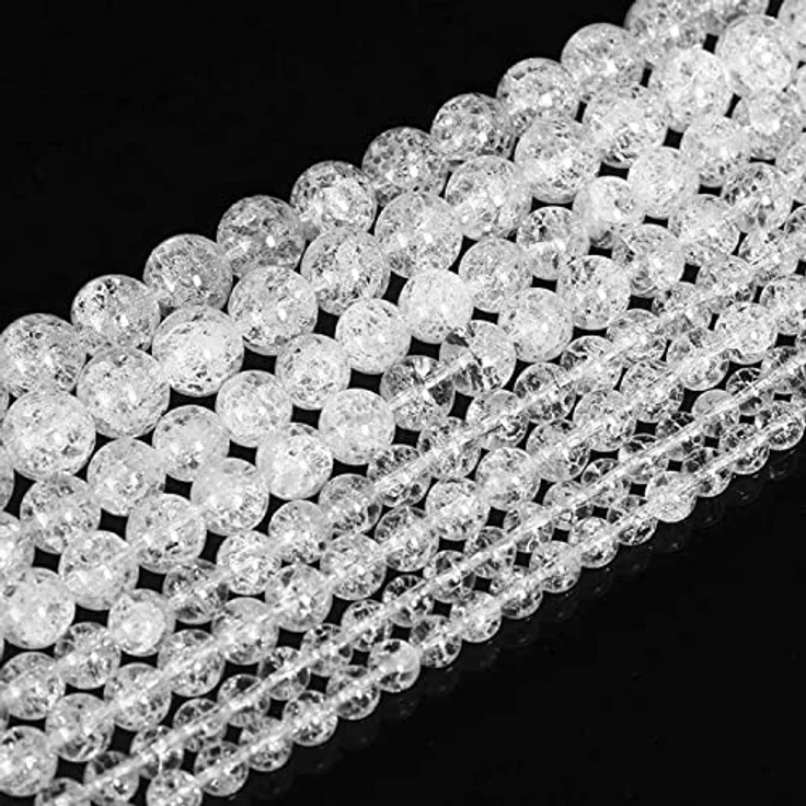 SKYBEADS Natürliche Crackled Klar Kristall Quarz Perlen, Runde 8mm, 38cm Strang mit ca. 48 Stück für Schmuckdesign – Bild 5