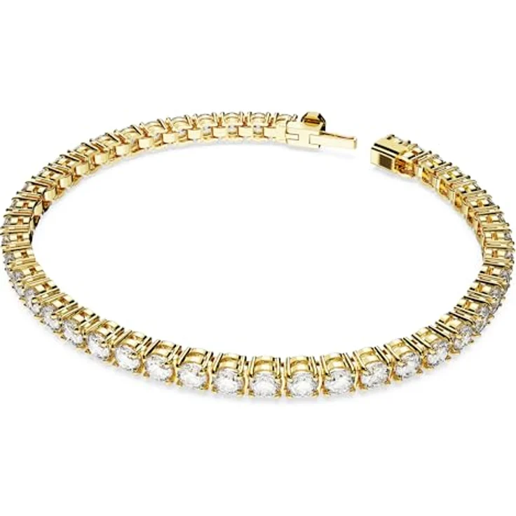 Swarovski Matrix Tennis, Vergoldetes Armkettchen mit Strahlenden Swarovski Kristallen, elegantes Design für Damen – Bild 2