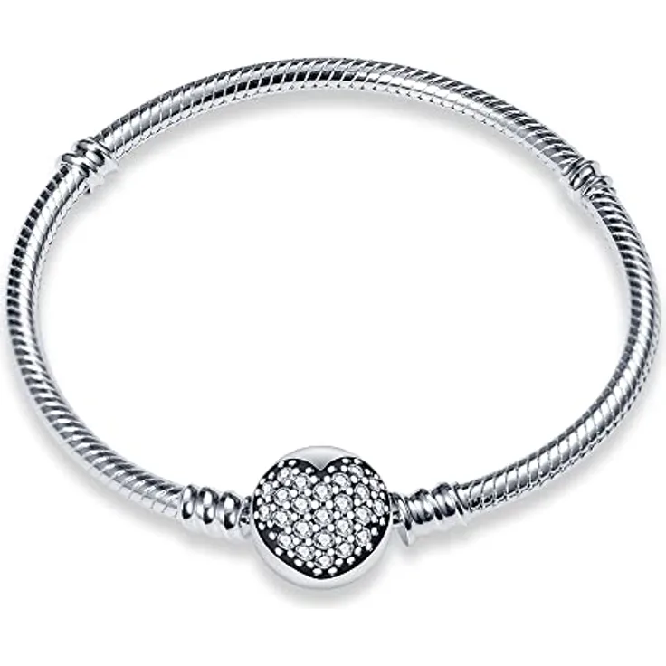 TINSLO Damen Armband 925 Sterling Silber, Schlangen Gliederarmband mit Herzverschluss, ideal als Geschenk für Muttertag, Valentinstag und Geburtstage