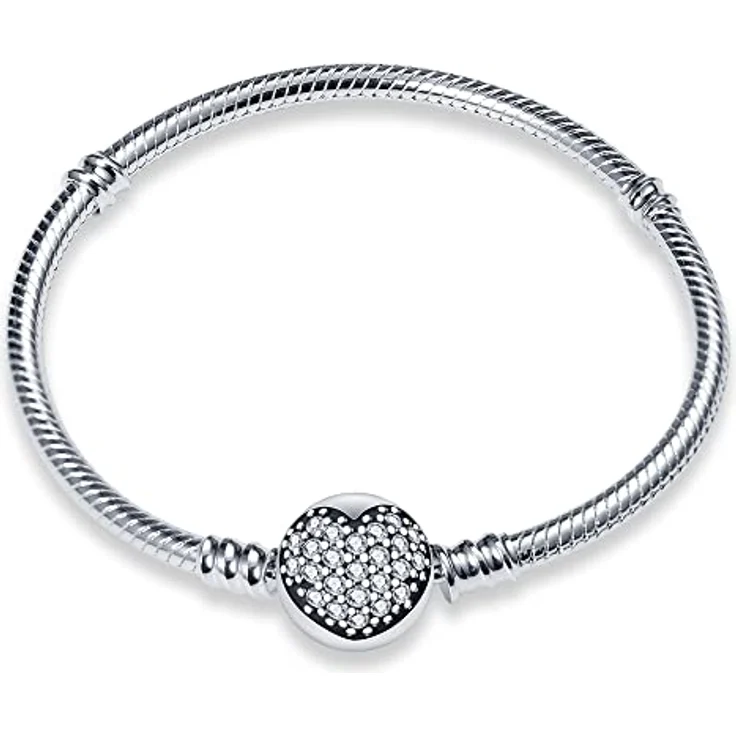 TINSLO Damen Armband 925 Sterling Silber, Herzverschluss Schlangen Gliederarmband, perfektes Geschenk für Frauen, Muttertag, Valentinstag, Weihnachten – Bild 1