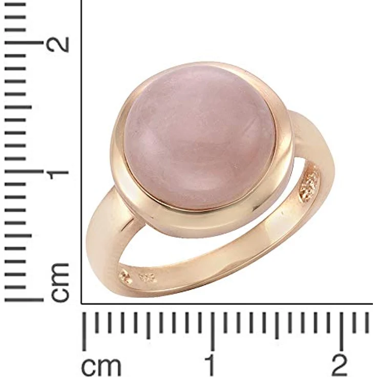 Zeeme Gemstones Damen Ring 925 Sterling Silber rotvergoldet mit Rosenquarz 12mm, rosa, inkl. Etui – Bild 2