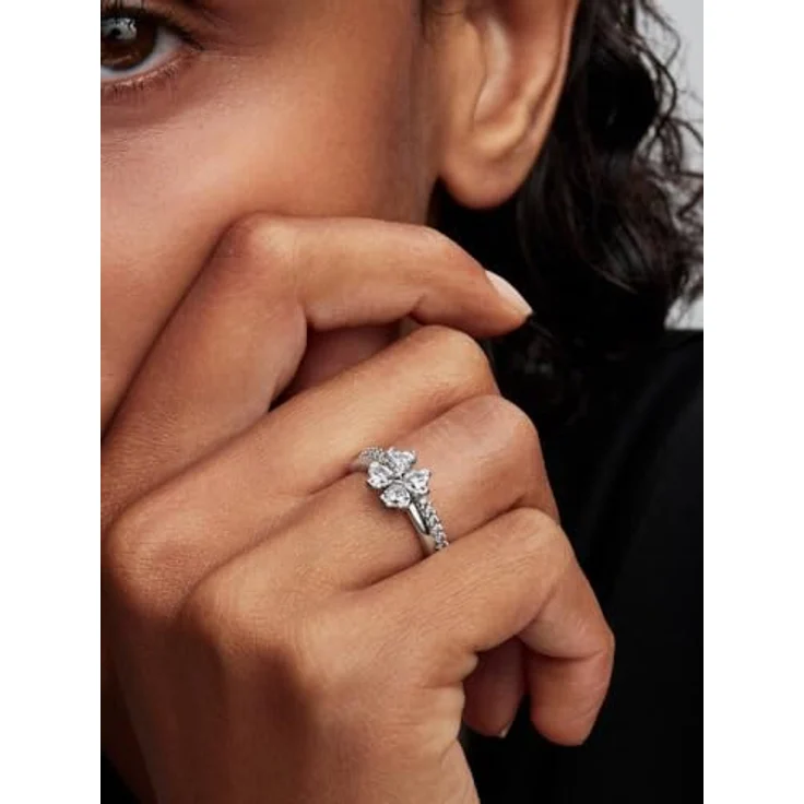 PANDORA Damen-Silberring Funkelnder Glücksklee, mit Zirkonia, Ringgröße 50/15,9, silber – Bild 3