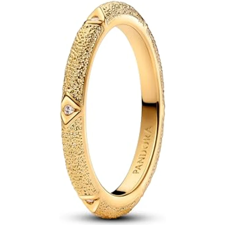PANDORA ME Struktur & Steine Ring, Sterling Silber mit vergoldeter Metalllegierung und Zirkonia Steinen, Größe 58, 163322C01-58 – Bild 1