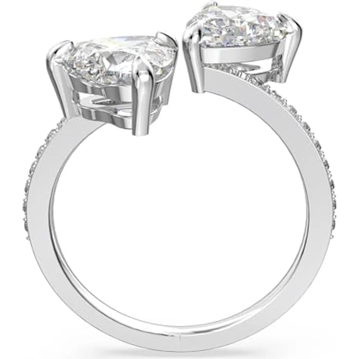 Swarovski Attract Soul Offener Ring, Herz, Weiß, Rhodiniert, romantisches Design mit funkelnden Herzelementen – Bild 4