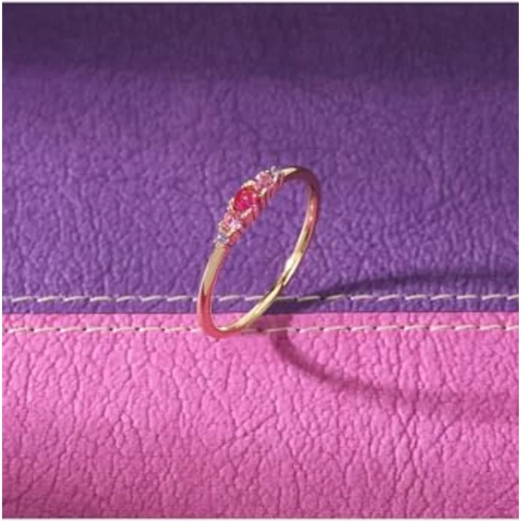 CHRIST Ring 88841905, vergoldet aus 925er Silber mit 5 Zirkonia-Steinen in pink, rosa und lila – Bild 4