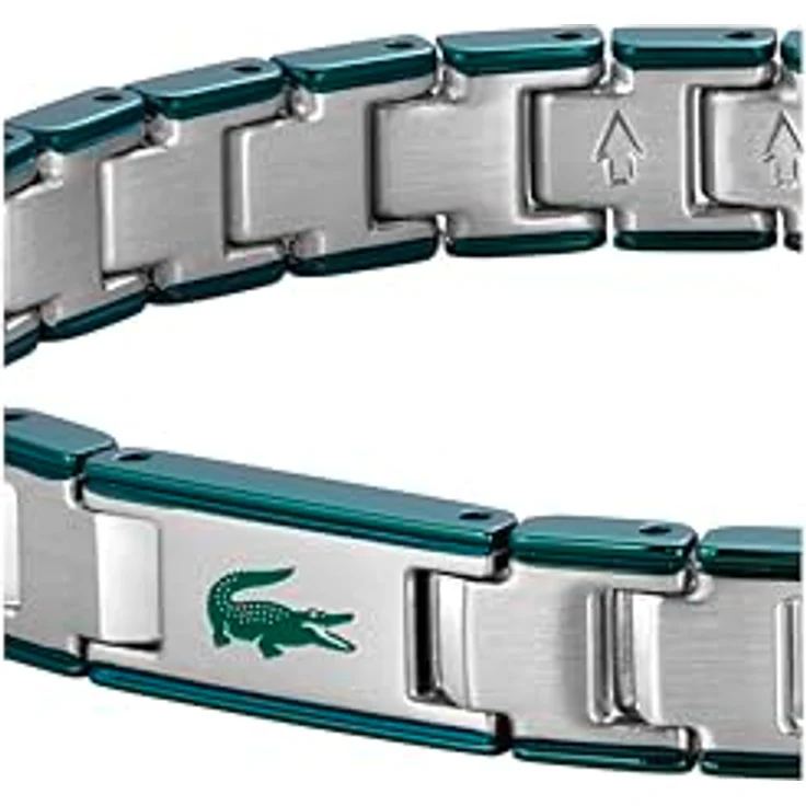 Lacoste Gliederarmband METROPOLE EDGE, Edelstahl mit grüner IP-Kantenplattierung, 190 mm – Bild 2