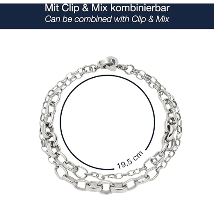 JEWELS BY LEONARDO Clip & Mix Armband Suzanne, doppelreihiger Schmuck aus silberfarbenem Edelstahl, 19,5 cm, für Frauen, Modell 025583 – Bild 2