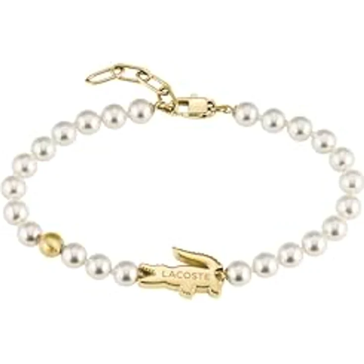 Lacoste MATCHPOINT Perlenarmband für Männer und Frauen, Gelbgold mit Tennisball- und Krokodil-Charm, 160 mm (mit 5 mm Verlängerung) – Bild 3