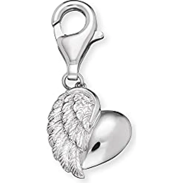 Engelsrufer Herzflügel Charm, 925er-Sterlingsilber rhodiniert, 12 mm mit filigranen Details