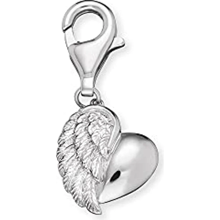 Engelsrufer Herzflügel Charm, 925er-Sterlingsilber rhodiniert, 12 mm mit filigranen Details – Bild 1