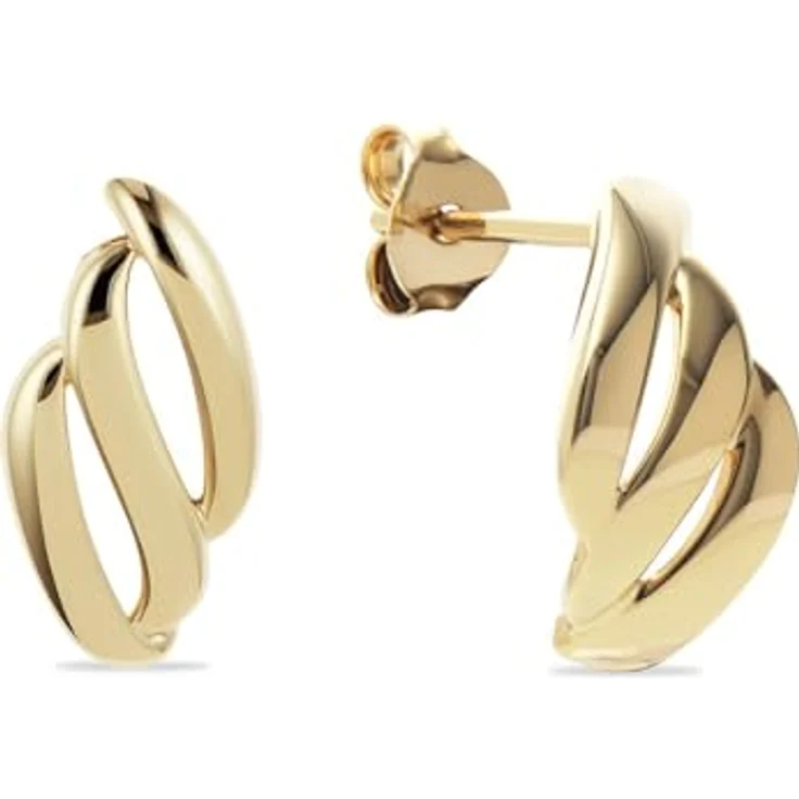 CHRIST Ohrstecker 89092311, Dreireihiges Design aus warmem Gelbgold für moderne Looks – Bild 1