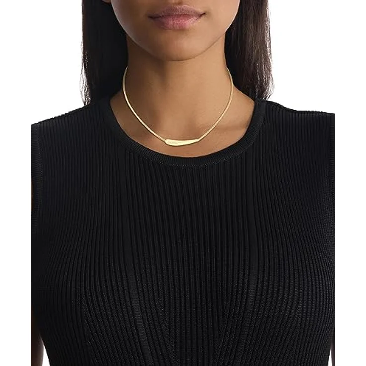 Calvin Klein ELONGATED DROPS Halskette für Damen, Edelstahl mit gelbgoldener IP-Beschichtung, 40,6 cm + 6 cm Verlängerung, graviertes Logo – Bild 4