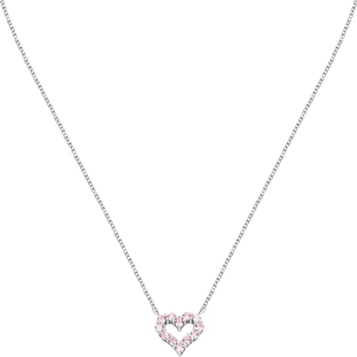 Morellato Tesori Damenhalskette SAIW180, 45 cm aus 925% recyceltem Silber mit Zirkonen und Herzform, 2 Jahre Garantie