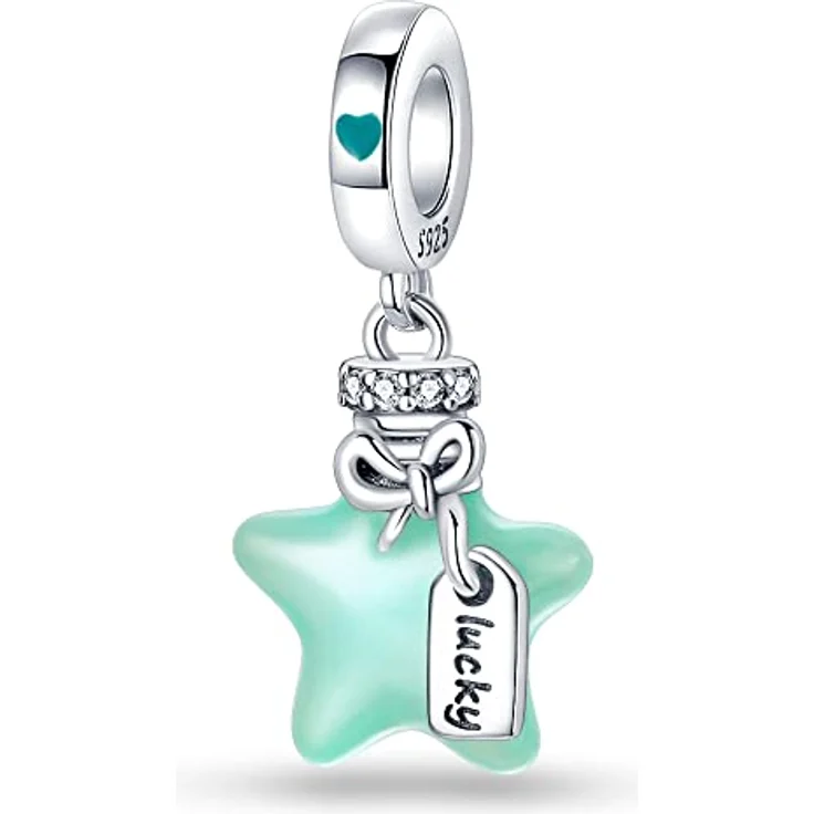 HappyStar 925 Sterling Silber Charm, I LOVE MOM Dangle Anhänger mit 5A-Zirkonen, geeignet für Pandora Armbänder, perfekt als Geschenk zum Muttertag – Bild 1