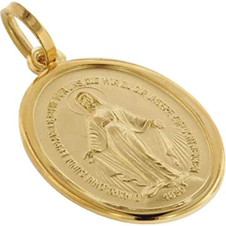 trendor Milagrosa Anhänger Gold 750 (18 Karat) 25 x 14 mm, Madonna Medaille aus Echtgold für Damen und Herren, beidseitige Prägung – Bild 3