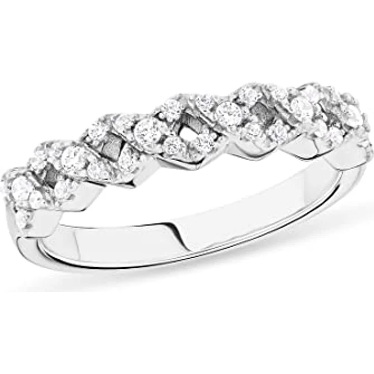FAVS Damen-Damenring 925er Silber, 32 Zirkonia, Breite 0,4 cm, Stärke 3,2 mm, 32021732 – Bild 3