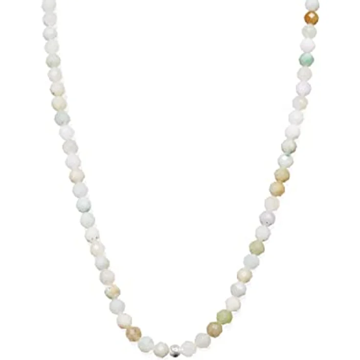 BERGERLIN Jade Halskette hell grün, echte Myanmar Jade Kette mit facettierten Perlen und 925 Sterling Silberverschluss, Größe M-L – Bild 1