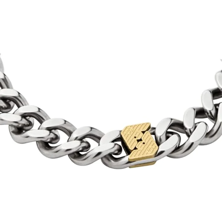 EMPORIO ARMANI Herren Edelstahl Armband EGS3186040, Bicolor gebürstet, 19 cm + 2 cm Länge, Karabinerverschluss – Bild 2