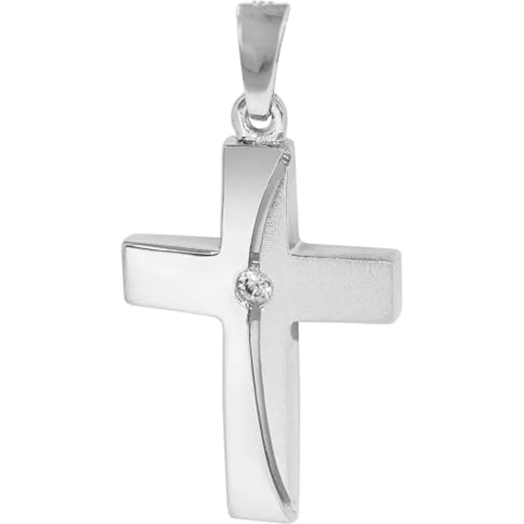 trendor Kreuzanhänger 21553, 925 Silber mit Zirkonia, 21x15 mm, silberfarben, weiß – Bild 1