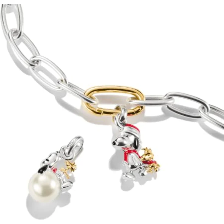 THOMAS SABO Charm-Einhänger THOMAS SABO x Peanuts Snoopy/Woodstock Santa Edition - aus recyceltem Silber 925 mit Gelbgoldvergoldung und handbemalter Emaille – Bild 2