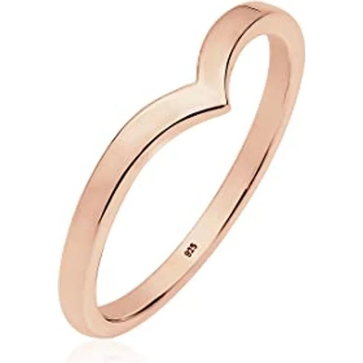 Elli Ring Damen V-Form Geo Stacking, 925 Sterling Silber rosévergoldet, handgefertigt, anlaufgeschützt