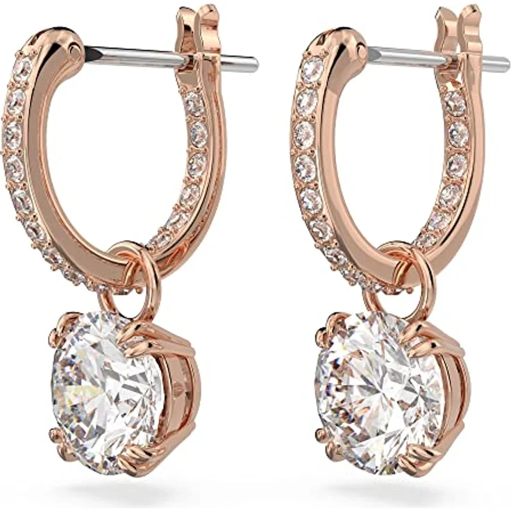 Swarovski Stilla Ohrringe, Rosé Vergoldete Ohrstecker mit Strahlenden Kristallen und Pavé-Details – Bild 2