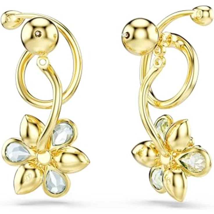 Swarovski Idyllia Drop-Ohrhänger, Vergoldete und Mehrfarbige Ohrringe mit Blütenmotiv und Swarovski Kristallen, 3.5 x 1.7 cm – Bild 4