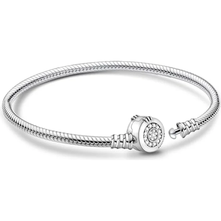 APUUESN Glitzernder Krone Charms Anhänger, 16CM Damen Armband aus Sterling Silber S925, mit Charme-Verschluss und Schlangenkette, ideal als Geschenk für Frauen zum Geburtstag – Bild 1