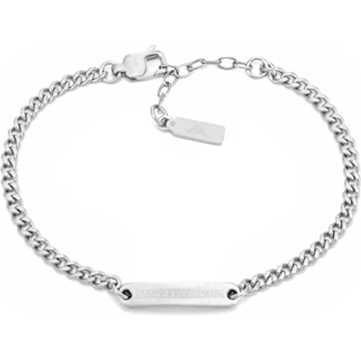 EMPORIO ARMANI Herren Edelstahl Armband EGS3189040, Silber-Ton, gebürstet, Karabinerverschluss, 18,5 cm + 3 cm verstellbar – Bild 1