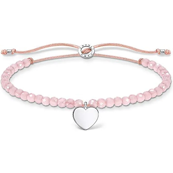Thomas Sabo Armband rosa Perlen mit Herz, 925 Sterling Silber, Damenarmband A1985-813-9-L20V