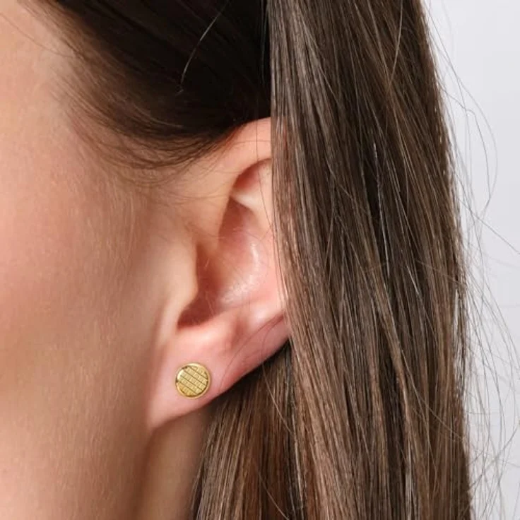 trendor Damen-Ohrringe 333 / 8K Gold Ohrstecker Ø 6 mm, mattierte Oberfläche mit diamantiertem Dekor, elegante Geschenkidee, 28461 – Bild 4