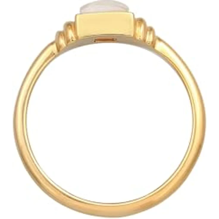 Elli Ring Damen Quadrat Vintage mit Mondstein, 925 Sterling Silber vergoldet, handgefertigt – Bild 3