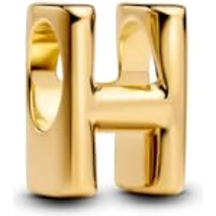 Pandora Charm-Einhänger Pandora Moments Buchstabe H, vergoldete Metalllegierung, Alphabet-Charm 763954C00