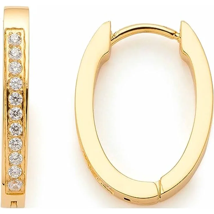 JEWELS BY LEONARDO Kreolen Beauty's Ronia, Klapp-Creolen aus goldfarbenem Edelstahl mit Zirkonia-Steinen, kombinierbar mit Anhängern, Schmuck Geschenk für Frauen, 023245