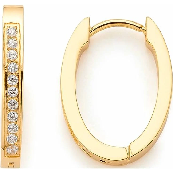 JEWELS BY LEONARDO Kreolen Beauty's Ronia, Klapp-Creolen aus goldfarbenem Edelstahl mit Zirkonia-Steinen, kombinierbar mit Anhängern, Schmuck Geschenk für Frauen, 023245 – Bild 1