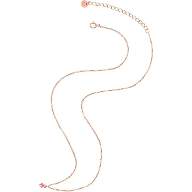 GLANZSTÜCKE MÜNCHEN Damen Halskette aus 925/- Sterling Silber rosévergoldet 14 Karat mit rosa Turmalin, längenverstellbar 40 cm + 5 cm – Bild 2