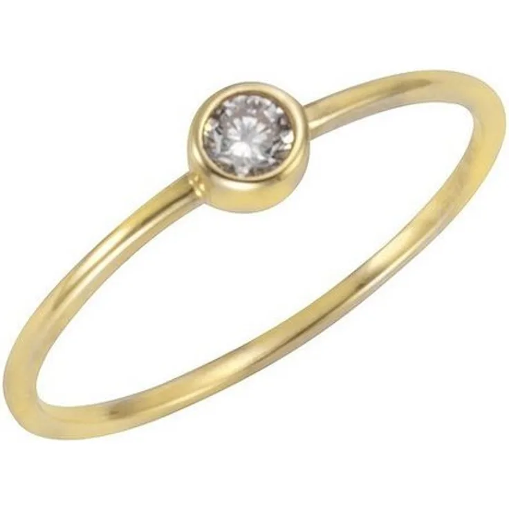 CELESTA Fingerring, 375 Gelbgold mit Zirkonia in Weiß, 4mm Ringkopf, Damenring, glänzende Oberfläche