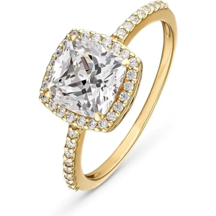 CHRIST Damenring 375er Gelbgold mit 40 Zirkonia, Gelbgold 32029999