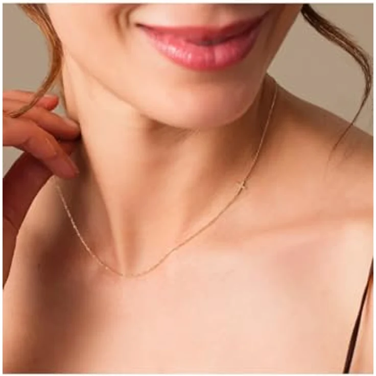 CHRIST Damen-Halskette 585er Gelbgold mit Kreuz-Design und Federringverschluss, One Size – Bild 2