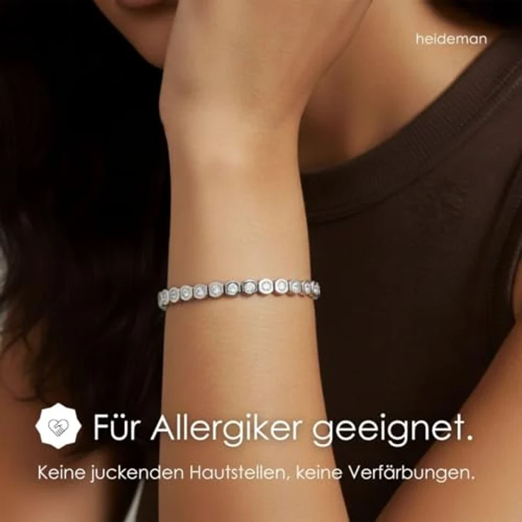 Heideman Armband Damen Amilla II, silberfarbenes Tennisarmband aus hochwertigem Edelstahl mit Zirkonia Steinen, hypoallergen und matt poliert, inkl. Verlängerung – Bild 2