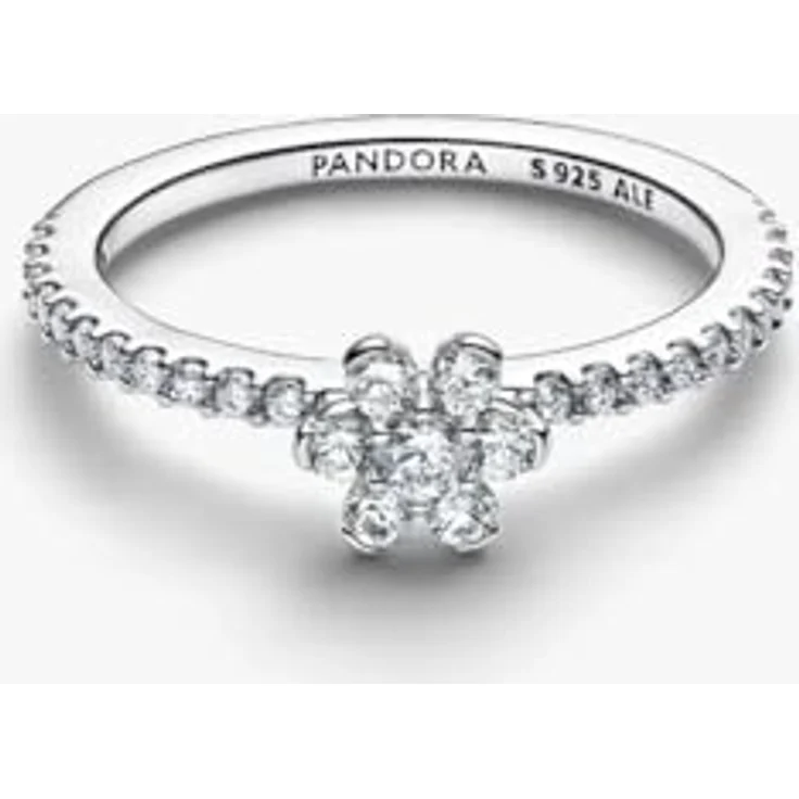 PANDORA Ring Blume funkelnd, 925 Sterling Silber mit Cubic Zirkonia, erhobene Blüte und Pavé Ringschiene, eleganter Damen Statement Ring, Größe: 58, 194499C01-58 – Bild 2