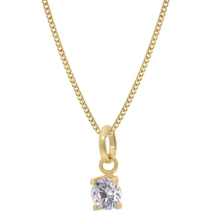 trendor Gold-Anhänger mit Zirkonia Gold 333 an vergoldeter Silberkette, 40 cm, 5 x 5 mm, Federring-Verschluss