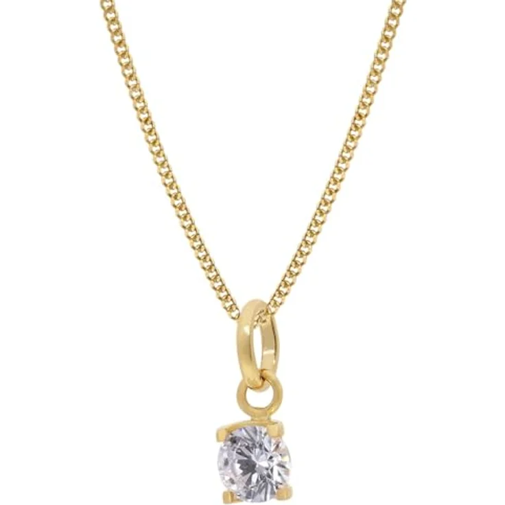 trendor Gold-Anhänger mit Zirkonia Gold 333 an vergoldeter Silberkette, 40 cm, 5 x 5 mm, Federring-Verschluss – Bild 1