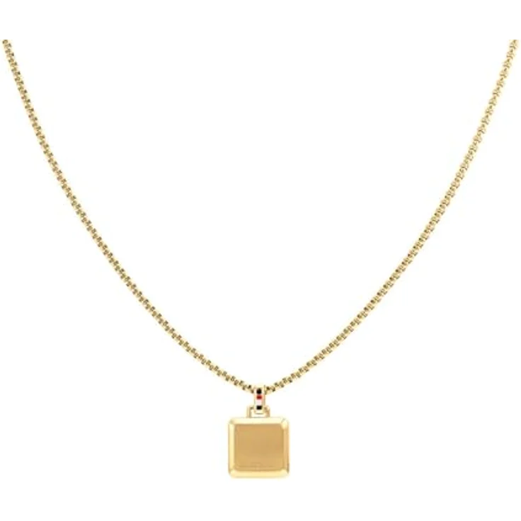 Tommy Hilfiger Jewelry Herren-Halskette aus Edelstahl mit goldener Beschichtung, 61 cm, quadratischer Anhänger mit Flaggen-Design - 2790544 – Bild 1