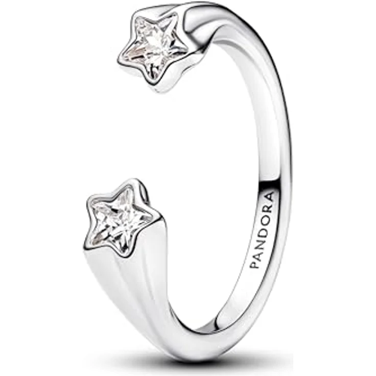 Pandora 193582C01 Damen-Ring Sternschnuppen, aus 925 Sterlingsilber mit weißen Zirkonia, breite Ringschiene 2 mm – Bild 1