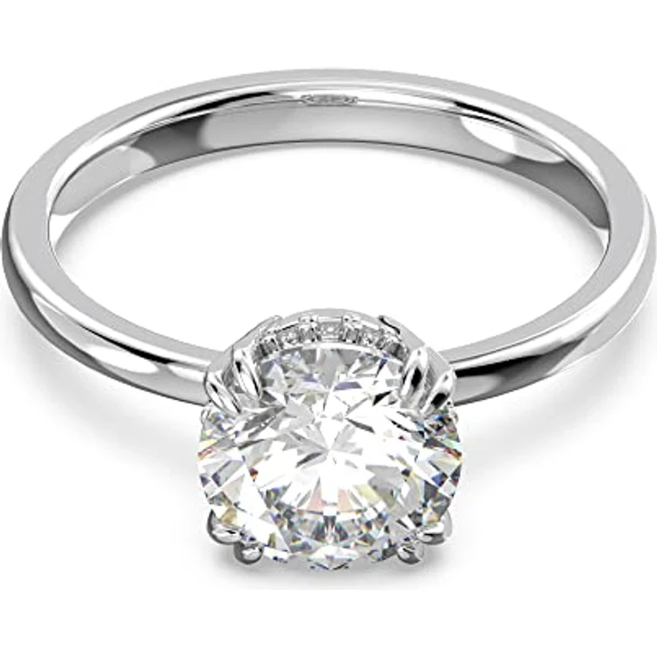 Swarovski Stilla Cocktailring, Rhodinierter Damenring mit Princess-Schliff und strahlenden Swarovski Kristallen – Bild 1